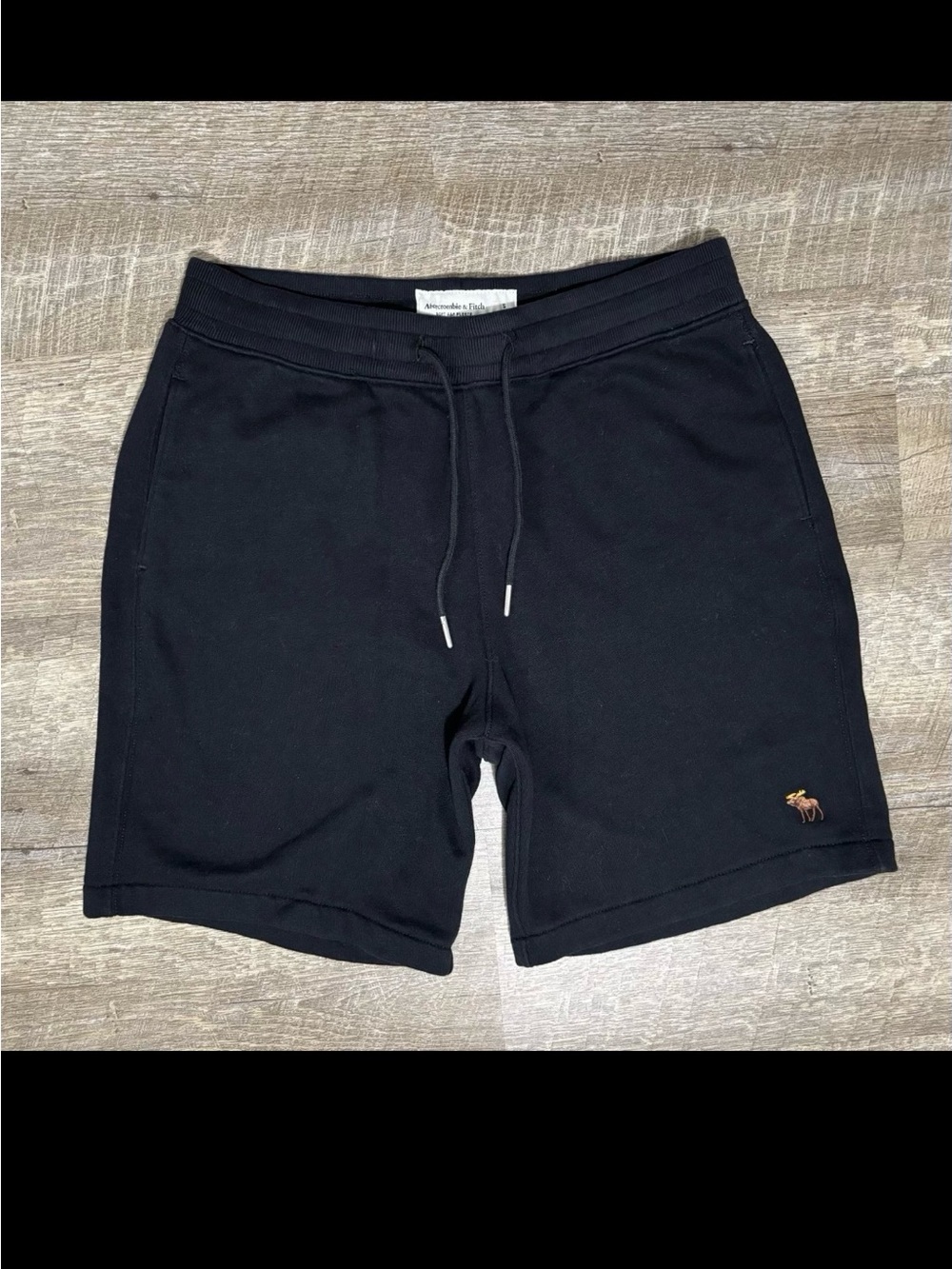 Vtg Y2K Classic Abercrombie & Fitch Soft Fleece Black Pull‑On Drawstring Shorts